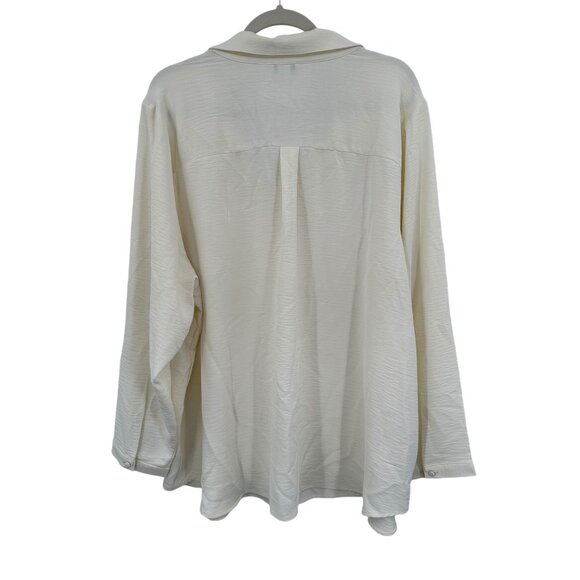 CJ Banks Women's Top Plus Size 3X Cream Long Sleeve V-Neck Career Business New - Picture 4 of 7